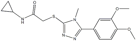 N-cyclopropyl-2-[[5-(3,4-dimethoxyphenyl)-4-methyl-1,2,4-triazol-3-yl]sulfanyl]acetamide 结构式