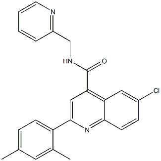 6-chloro-2-(2,4-dimethylphenyl)-N-(pyridin-2-ylmethyl)quinoline-4-carboxamide 结构式