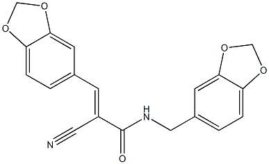 (E)-3-(1,3-benzodioxol-5-yl)-N-(1,3-benzodioxol-5-ylmethyl)-2-cyanoprop-2-enamide 结构式