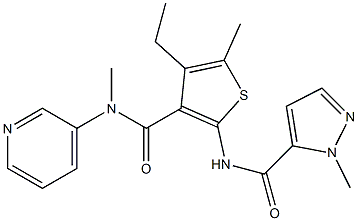 N-[4-ethyl-5-methyl-3-(pyridin-3-ylmethylcarbamoyl)thiophen-2-yl]-2-methylpyrazole-3-carboxamide 结构式