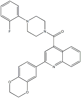 [2-(2,3-dihydro-1,4-benzodioxin-6-yl)quinolin-4-yl]-[4-(2-fluorophenyl)piperazin-1-yl]methanone 结构式