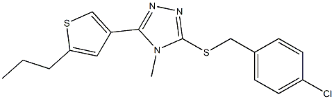 3-[(4-chlorophenyl)methylsulfanyl]-4-methyl-5-(5-propylthiophen-3-yl)-1,2,4-triazole 结构式