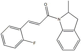 (E)-3-(2-fluorophenyl)-1-(2-methyl-2,3-dihydroindol-1-yl)prop-2-en-1-one 结构式