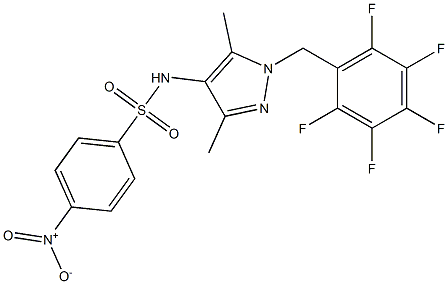 N-[3,5-dimethyl-1-[(2,3,4,5,6-pentafluorophenyl)methyl]pyrazol-4-yl]-4-nitrobenzenesulfonamide 结构式