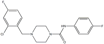 4-[(2-chloro-4-fluorophenyl)methyl]-N-(4-fluorophenyl)piperazine-1-carboxamide 结构式