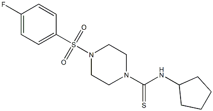 N-cyclopentyl-4-(4-fluorophenyl)sulfonylpiperazine-1-carbothioamide 结构式