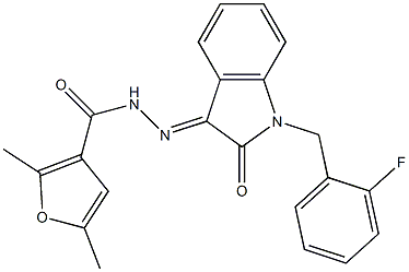 N-[(E)-[1-[(2-fluorophenyl)methyl]-2-oxoindol-3-ylidene]amino]-2,5-dimethylfuran-3-carboxamide 结构式