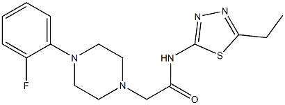 N-(5-ethyl-1,3,4-thiadiazol-2-yl)-2-[4-(2-fluorophenyl)piperazin-1-yl]acetamide 结构式