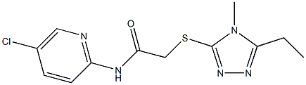 N-(5-chloropyridin-2-yl)-2-[(5-ethyl-4-methyl-1,2,4-triazol-3-yl)sulfanyl]acetamide 结构式