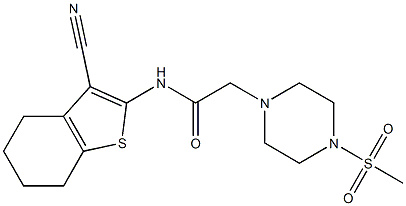 N-(3-cyano-4,5,6,7-tetrahydro-1-benzothiophen-2-yl)-2-(4-methylsulfonylpiperazin-1-yl)acetamide 结构式