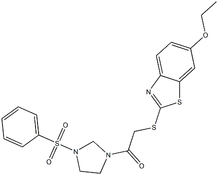 1-[3-(benzenesulfonyl)imidazolidin-1-yl]-2-[(6-ethoxy-1,3-benzothiazol-2-yl)sulfanyl]ethanone 结构式