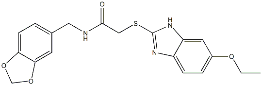 N-(1,3-benzodioxol-5-ylmethyl)-2-[(6-ethoxy-1H-benzimidazol-2-yl)sulfanyl]acetamide 结构式