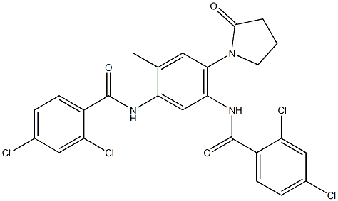 2,4-dichloro-N-[5-[(2,4-dichlorobenzoyl)amino]-2-methyl-4-(2-oxopyrrolidin-1-yl)phenyl]benzamide 结构式