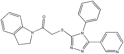 1-(2,3-dihydroindol-1-yl)-2-[(4-phenyl-5-pyridin-3-yl-1,2,4-triazol-3-yl)sulfanyl]ethanone 结构式