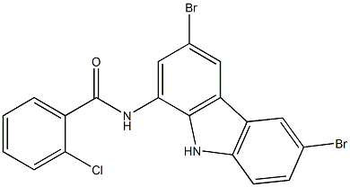 2-chloro-N-(3,6-dibromo-9H-carbazol-1-yl)benzamide 结构式