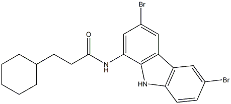 3-cyclohexyl-N-(3,6-dibromo-9H-carbazol-1-yl)propanamide 结构式