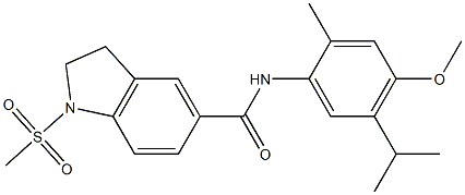 N-(4-methoxy-2-methyl-5-propan-2-ylphenyl)-1-methylsulfonyl-2,3-dihydroindole-5-carboxamide 结构式