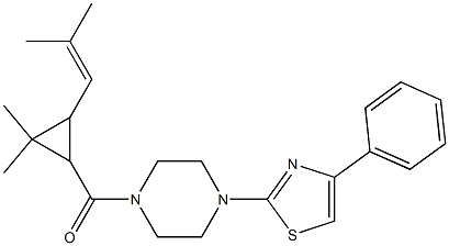 [2,2-dimethyl-3-(2-methylprop-1-enyl)cyclopropyl]-[4-(4-phenyl-1,3-thiazol-2-yl)piperazin-1-yl]methanone 结构式