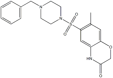 6-(4-benzylpiperazin-1-yl)sulfonyl-7-methyl-4H-1,4-benzoxazin-3-one 结构式