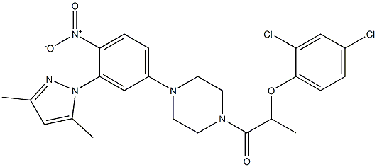 2-(2,4-dichlorophenoxy)-1-[4-[3-(3,5-dimethylpyrazol-1-yl)-4-nitrophenyl]piperazin-1-yl]propan-1-one 结构式