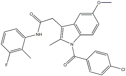 2-[1-(4-chlorobenzoyl)-5-methoxy-2-methylindol-3-yl]-N-(3-fluoro-2-methylphenyl)acetamide 结构式