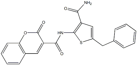 N-(5-benzyl-3-carbamoylthiophen-2-yl)-2-oxochromene-3-carboxamide 结构式