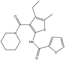 N-[4-ethyl-5-methyl-3-(piperidine-1-carbonyl)thiophen-2-yl]furan-2-carboxamide 结构式