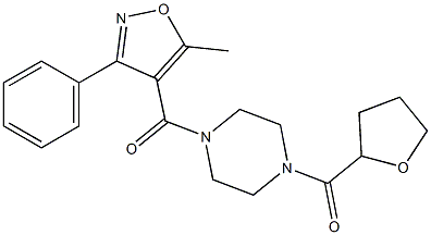 [4-(5-methyl-3-phenyl-1,2-oxazole-4-carbonyl)piperazin-1-yl]-(oxolan-2-yl)methanone 结构式