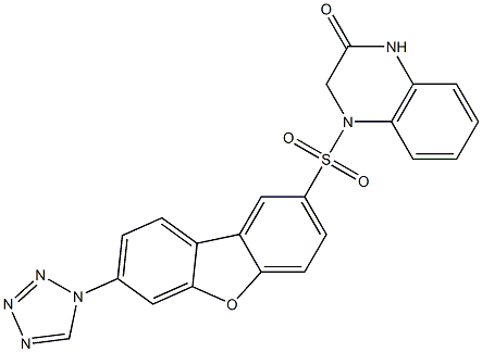 4-[7-(tetrazol-1-yl)dibenzofuran-2-yl]sulfonyl-1,3-dihydroquinoxalin-2-one 结构式