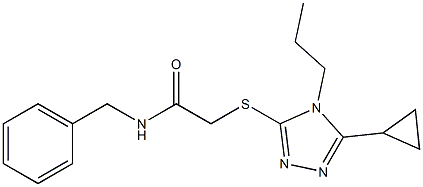 N-benzyl-2-[(5-cyclopropyl-4-propyl-1,2,4-triazol-3-yl)sulfanyl]acetamide 结构式