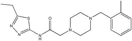 N-(5-ethyl-1,3,4-thiadiazol-2-yl)-2-[4-[(2-methylphenyl)methyl]piperazin-1-yl]acetamide 结构式