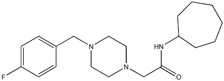 N-cycloheptyl-2-[4-[(4-fluorophenyl)methyl]piperazin-1-yl]acetamide 结构式