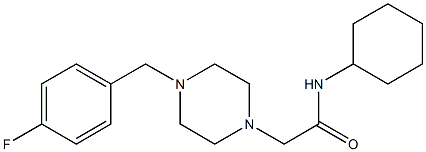 N-cyclohexyl-2-[4-[(4-fluorophenyl)methyl]piperazin-1-yl]acetamide 结构式