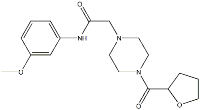 N-(3-methoxyphenyl)-2-[4-(oxolane-2-carbonyl)piperazin-1-yl]acetamide 结构式