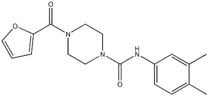 N-(3,4-dimethylphenyl)-4-(furan-2-carbonyl)piperazine-1-carboxamide 结构式