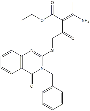 ethyl (E)-3-amino-2-[2-(3-benzyl-4-oxoquinazolin-2-yl)sulfanylacetyl]but-2-enoate 结构式