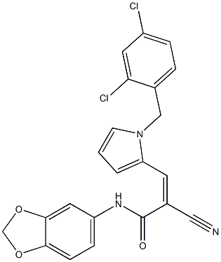 (Z)-N-(1,3-benzodioxol-5-yl)-2-cyano-3-[1-[(2,4-dichlorophenyl)methyl]pyrrol-2-yl]prop-2-enamide 结构式