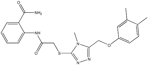 2-[[2-[[5-[(3,4-dimethylphenoxy)methyl]-4-methyl-1,2,4-triazol-3-yl]sulfanyl]acetyl]amino]benzamide 结构式