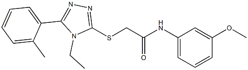 2-[[4-ethyl-5-(2-methylphenyl)-1,2,4-triazol-3-yl]sulfanyl]-N-(3-methoxyphenyl)acetamide 结构式