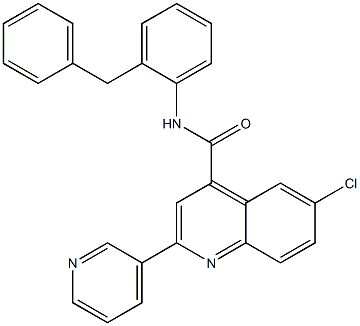 N-(2-benzylphenyl)-6-chloro-2-pyridin-3-ylquinoline-4-carboxamide 结构式