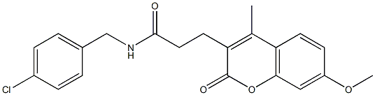 N-[(4-chlorophenyl)methyl]-3-(7-methoxy-4-methyl-2-oxochromen-3-yl)propanamide 结构式