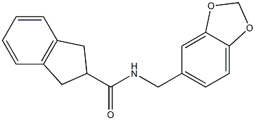 N-(1,3-benzodioxol-5-ylmethyl)-2,3-dihydro-1H-indene-2-carboxamide 结构式