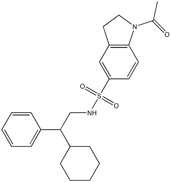 1-acetyl-N-(2-cyclohexyl-2-phenylethyl)-2,3-dihydroindole-5-sulfonamide 结构式