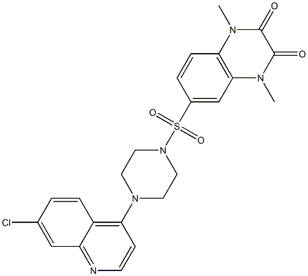 6-[4-(7-chloroquinolin-4-yl)piperazin-1-yl]sulfonyl-1,4-dimethylquinoxaline-2,3-dione 结构式