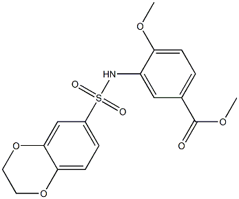 methyl 3-(2,3-dihydro-1,4-benzodioxin-6-ylsulfonylamino)-4-methoxybenzoate 结构式