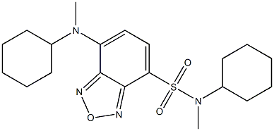 N-cyclohexyl-7-[cyclohexyl(methyl)amino]-N-methyl-2,1,3-benzoxadiazole-4-sulfonamide 结构式