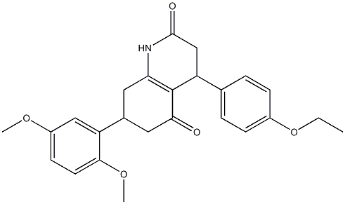 7-(2,5-dimethoxyphenyl)-4-(4-ethoxyphenyl)-1,3,4,6,7,8-hexahydroquinoline-2,5-dione 结构式