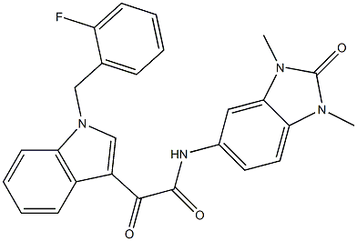 N-(1,3-dimethyl-2-oxobenzimidazol-5-yl)-2-[1-[(2-fluorophenyl)methyl]indol-3-yl]-2-oxoacetamide 结构式