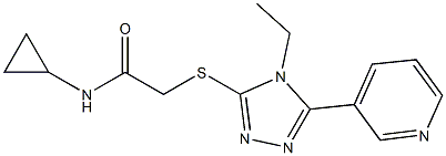 N-cyclopropyl-2-[(4-ethyl-5-pyridin-3-yl-1,2,4-triazol-3-yl)sulfanyl]acetamide 结构式