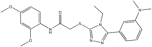 N-(2,4-dimethoxyphenyl)-2-[[5-[3-(dimethylamino)phenyl]-4-ethyl-1,2,4-triazol-3-yl]sulfanyl]acetamide 结构式